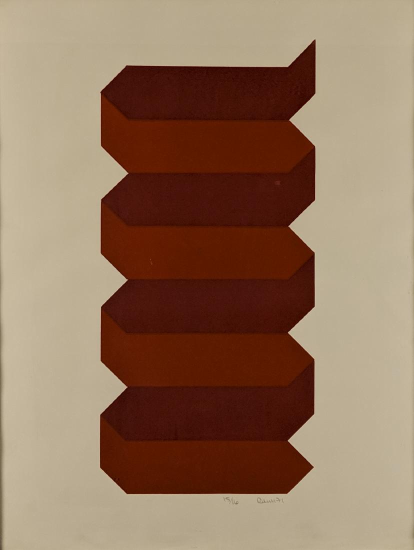 Bill Rawn - Arrows Merged IV (Red and Orange): Lot 79 Bill Rawn - Arrows Merged IV (Red and Orange) American (20th century) Arrows Merged IV (Red and Orange) (1971) silkscreen signed lower right, numbered 15/16 paper: 20 x 16 3/4 inches frame: 25