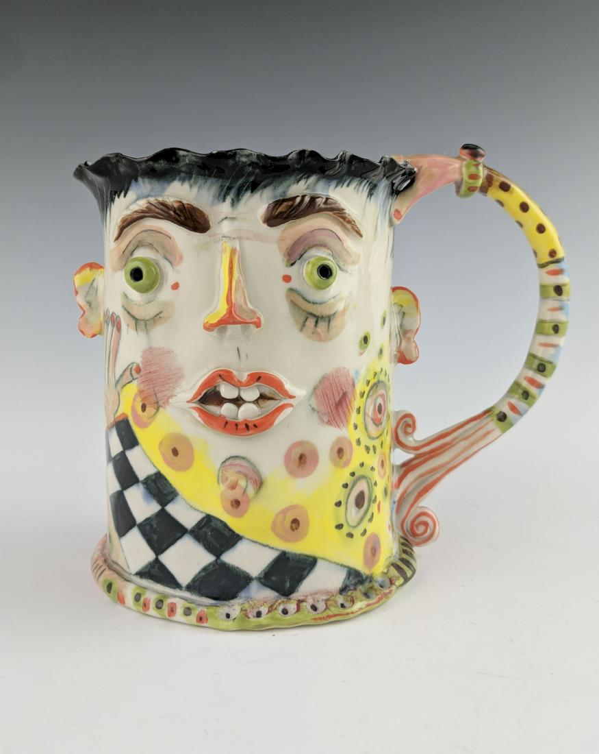 Irina Zaytceva - Figural mug: Lot 91 Irina Zaytceva - Figural mug Russian/American (b.1957) Figural mug porcelain with colored slips signed behind handle 4 1/2 x 6 x 3 1/2 inches Provenance: from a Manhattan collection