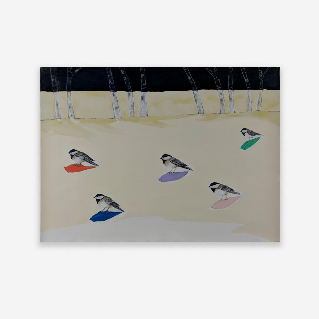 Anne Neely - Chickadees: Lot 128 Anne Neely American (b. 1946) Chickadees () acrylic on paper signed lower right, numbered 1/1 plate: 22 x 30 inches frame: 30 1/4 x 38 inches Provenance: The Milbank Collection nicely fra