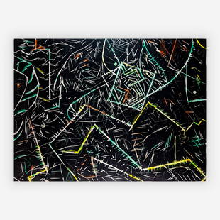 Jan Voss - Jungle: Lot 138 Jan Voss American (20th Century) Jungle (1987) woodcut signed and numbered 3/12 sheet: 47 x 63 inches frame: 51 x 66 3/4 inches Provenance: from the collection of BNP Paribas