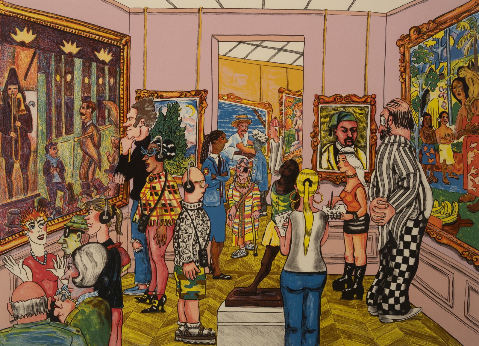 Red Grooms - Masters at the Met: Lot 106 Red Grooms American (b. 1937) Masters at the Met (2002) lithograph in colors on Somerset Velvet paper signed lower right, numbered WKSHP 1/2 21 1/2 x 29 7/8 inches Provenance: From a Private