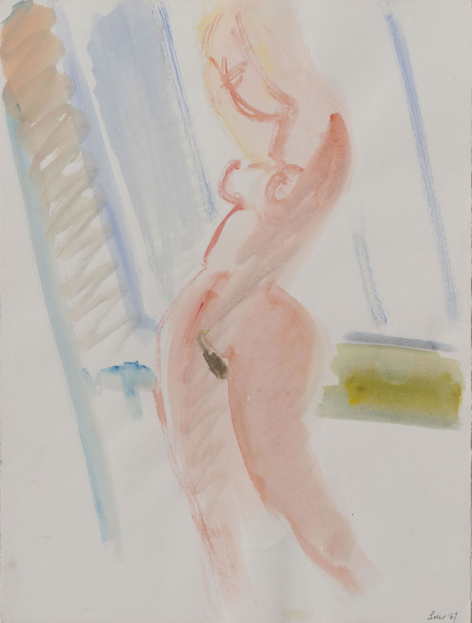 Michael Loew - Standing Pink Nude: Lot 191 Michael Loew American (1907-1985) Standing Pink Nude (1967) watercolor on paper signed and estate stamped verso 24 x 18 inches "