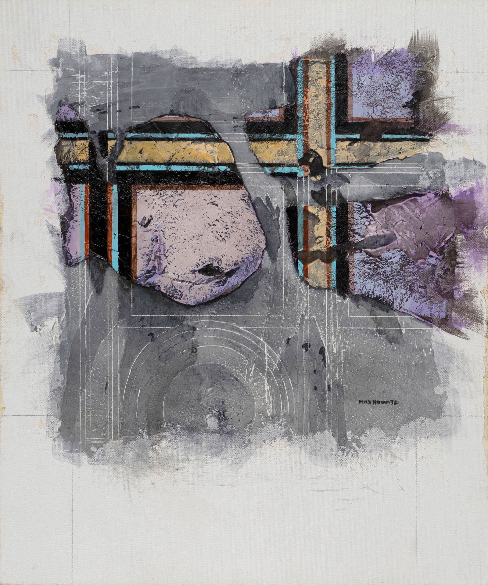 Robert Moskowitz - Village of the Mysteries: Lot 64 Robert Moskowitz American (1935-2001) Village of the Mysteries (1982) oil on canvas board lower right sight: 13 1/2 x 13 1/2 inches Provenance: from a private New York collection