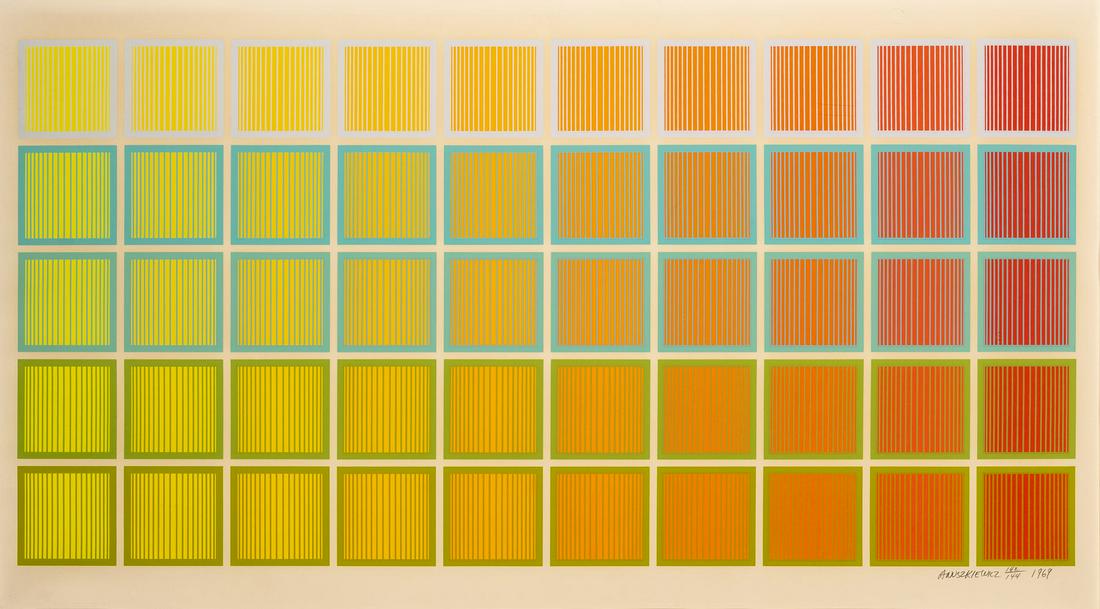 Richard Anuskiewicz - League of Women Voters: Lot 73 Richard Anuskiewicz American (b. 1930) League of Women Voters (1969) serigraph in colors signed and dated lower right, numbered 142/144 image: 20 x 38 inches Provenance: From a Private Pennsylv