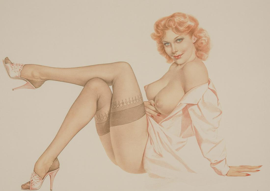 Alberto Vargas - Silk Stockings: Lot 113 Alberto Vargas Peruvian (1896-1982) Silk Stockings lithograph in colors signed lower right, numbered 311/450 sheet: 26 x 36 inches Provenance: From a private New York collection