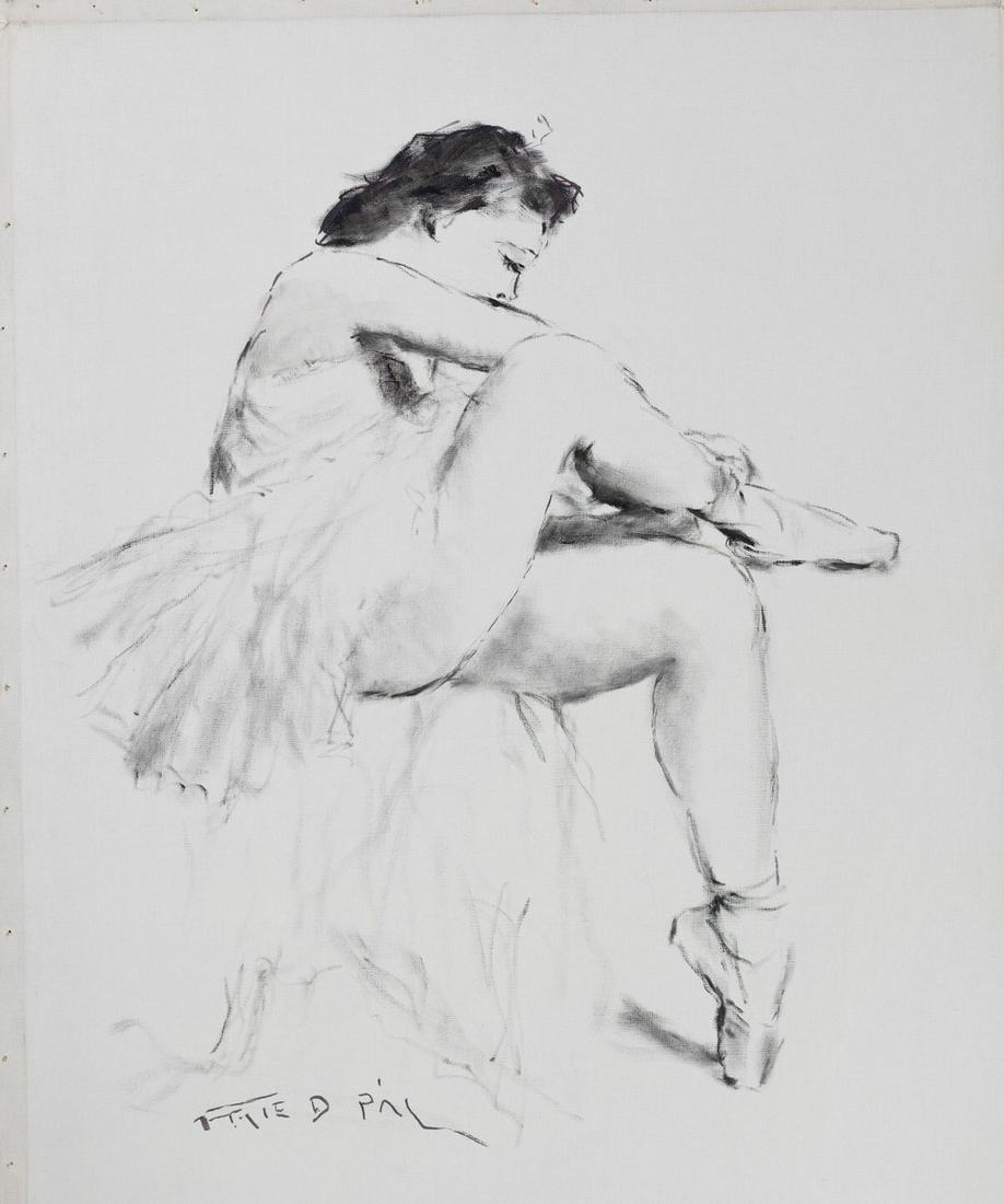 Pál Fried - Untitled (Ballet dancer II): Lot 129 Pál Fried American (1893-1976) Untitled (Ballet dancer II) oil on canvas (unstretched) signed lower left 30 x 24 inches Provenance: From the collection of a third-generation New York art gall