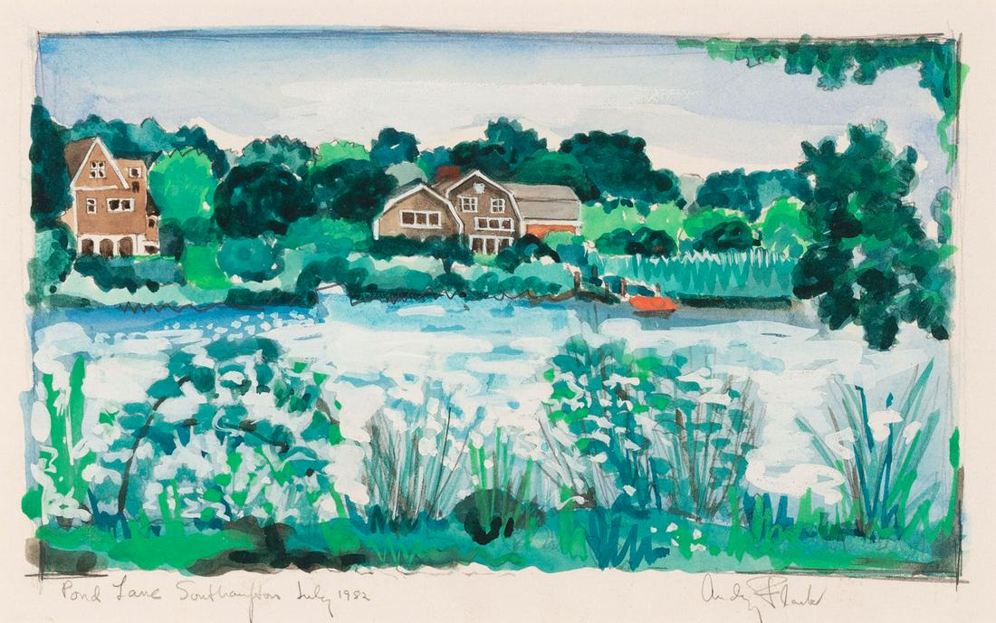 Audrey Flack - Pond Lake, Southampton, July 1982: Lot 147 Audrey Flack American (b. 1931) Pond Lake, Southampton, July 1982 (1982) graphite and watercolor on paper signed lower right 5 3/4 x 9 1/4 inches Provenance: From the collection of The Louis K