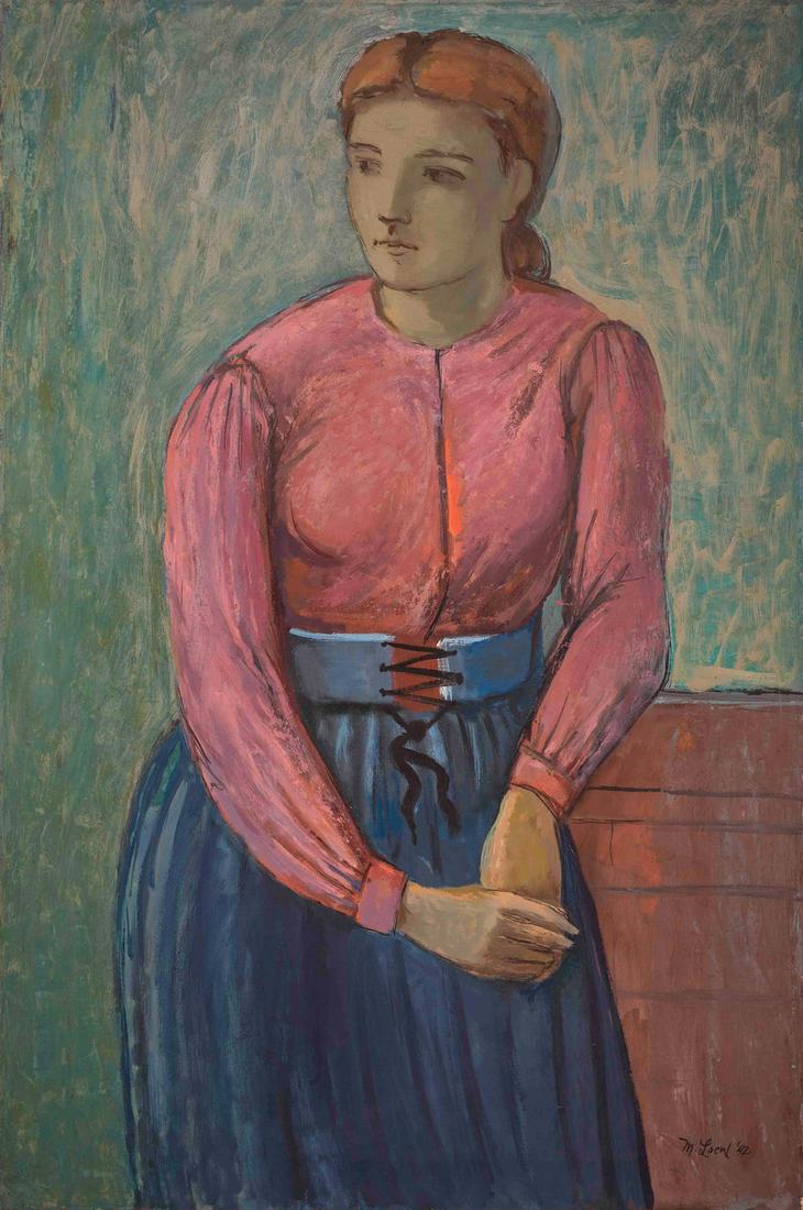 Michael Loew - Young Girl: Lot 166 Michael Loew American (1907-1985) Young Girl (1939/42) oil on canvas signed lower right 36 x 24 inches Provenance: From a private collection, by descent from the artist's estate