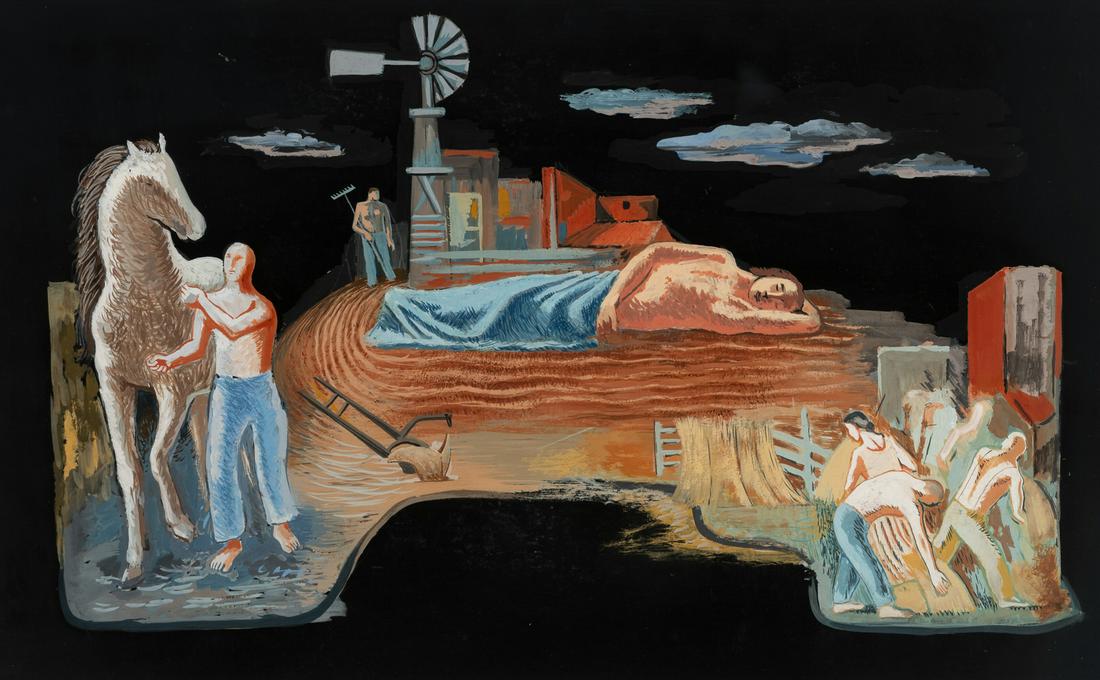 Michael Loew - Study for Agriculture Mural: Lot 170 Michael Loew American (1907-1985) Study for Agriculture Mural tempera on board signed verso sight: 12 x 19 3/8 inches Provenance: From a private collection, by descent from the artist's estat