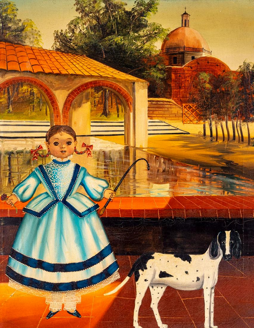 Agapito Labios - Girl with a dog: Lot 211 Agapito Labios Mexican (1898-1996) Girl with a dog oil on canvas signed lower right 23 1/2 x 18 1/2 inches