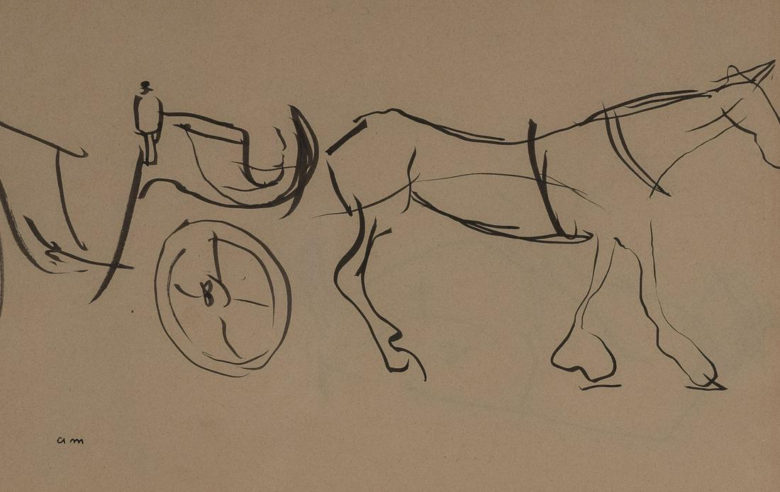 Albert Marquet - Horse and Carriage: Lot 262 Albert Marquet French (1875-1947) Horse and Carriage ink on paper initialed lower right 8 1/2 x 12 1/2 inches Provenance: from the estate of an important Austrian-American art dealer's wife