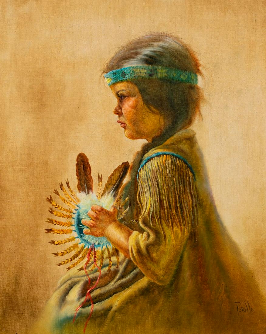 Gregory Perillo - Native Princess: Lot 320 Gregory Perillo American (b.1932) Native Princess oil on canvas signed lower right 30 x 24 inches Provenance: From the collection of J.N. Bartfield Galleries