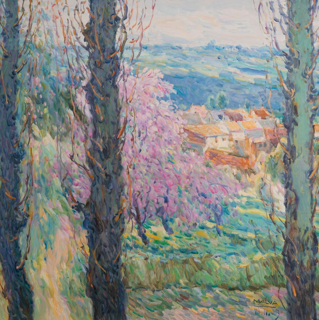 Malva (Omar Hamdi) - Beyond the Birch Trees: Lot 338 Malva (Omar Hamdi) Kurdish/Syrian (1951-2015) Beyond the Birch Trees (2003) oil on canvas (unstretched) signed lower right 32 x 31 1/2 inches Provenance: From the collection of a third-genera