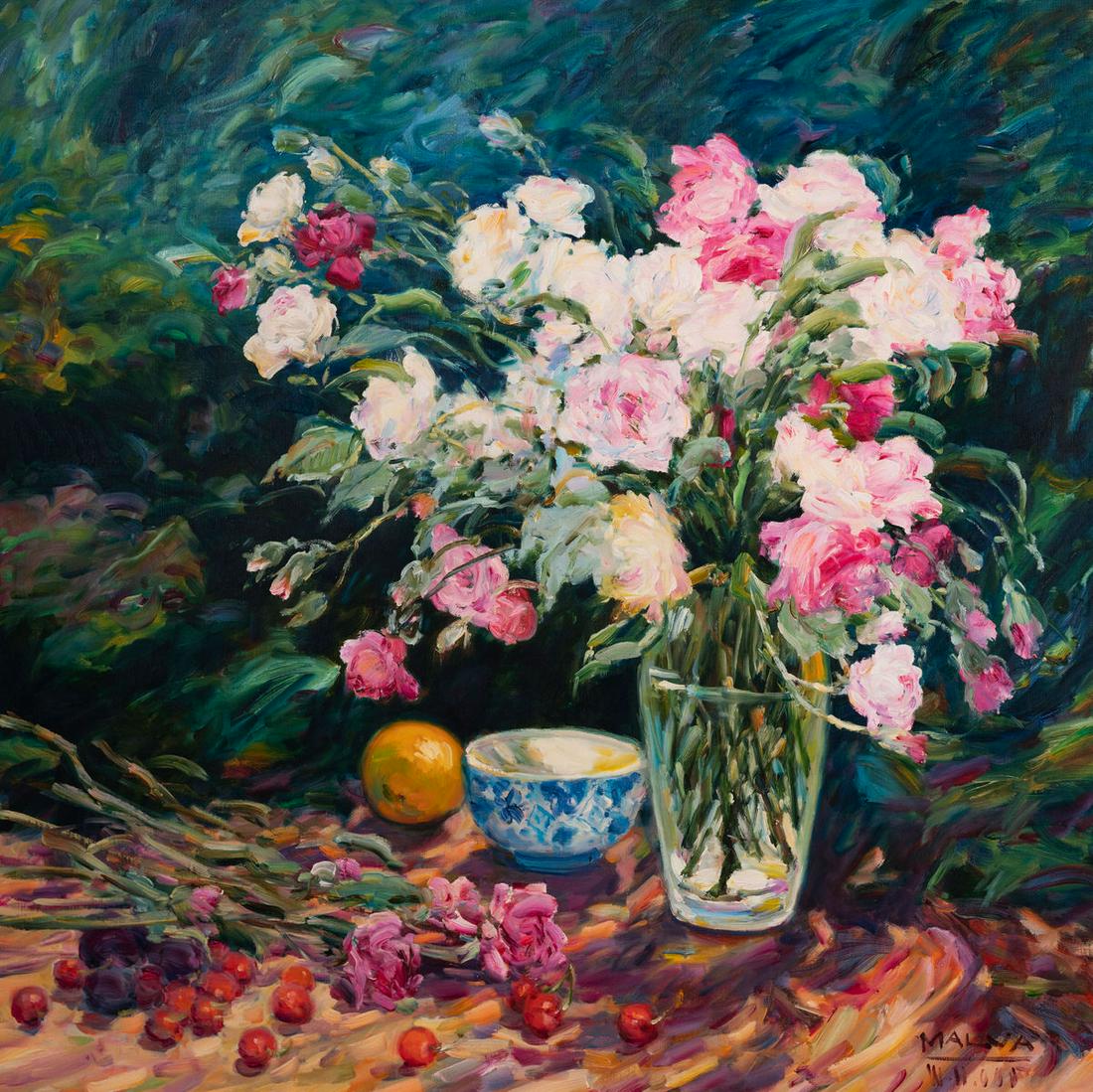 Malva (Omar Hamdi) - Still life in Motion: Lot 343 Malva (Omar Hamdi) Kurdish/Syrian (1951-2015) Still life in Motion oil on canvas (unstretched) signed lower right 32 x 32 inches Provenance: From the collection of a third-generation New York