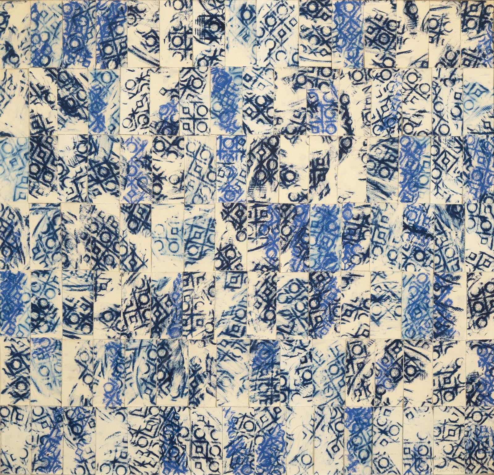 Robert Courtright - Blue Tread: Lot 4 Robert Courtright American (1926-2012) Blue Tread (1983) collage of acrylic and paper mounted on board in artist's frame signed lower right 31 1/2 x 29 3/4 inches Provenance: from a private Con