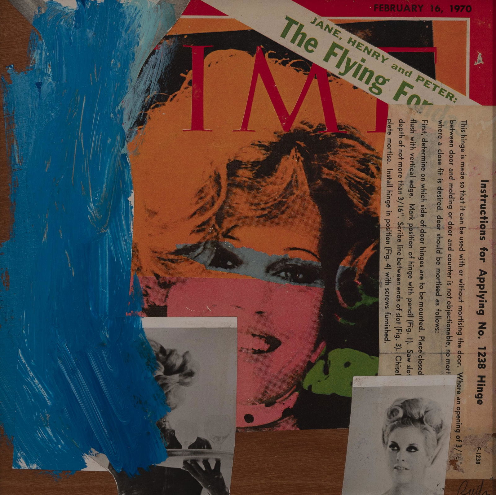 Jack Roth - The Flying Fondas: Lot 105 Jack Roth American (1927-2004) The Flying Fondas (1970) mixed media collage on board signed lower right 9 x 9 inches Provenance: from the collection of a New York gallerist