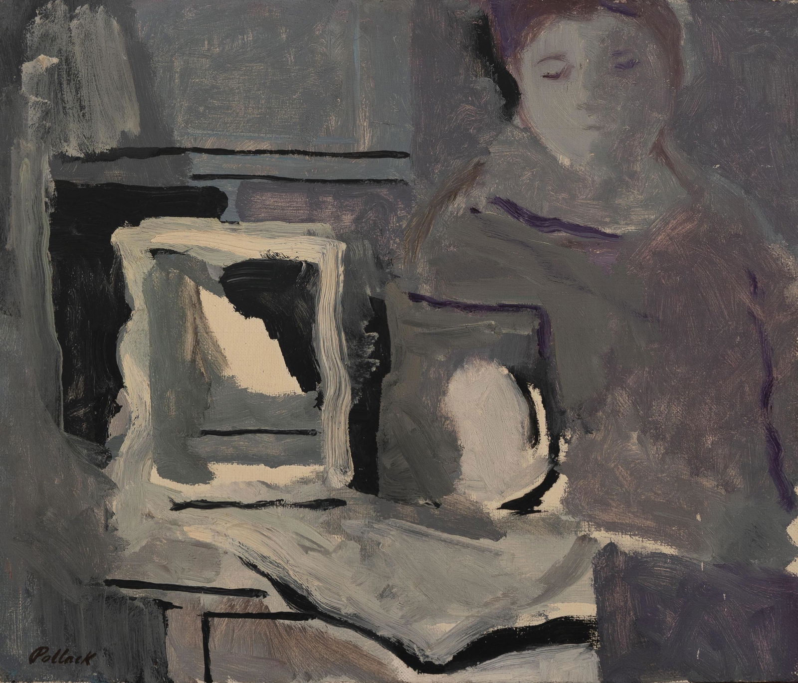 Reginald Pollack - Woman with Mirror: Lot 171 Reginald Pollack American (1924-2001) Woman with Mirror oil on canvas signed lower left 18 x 21 1/2 inches Provenance: from a private New York collection