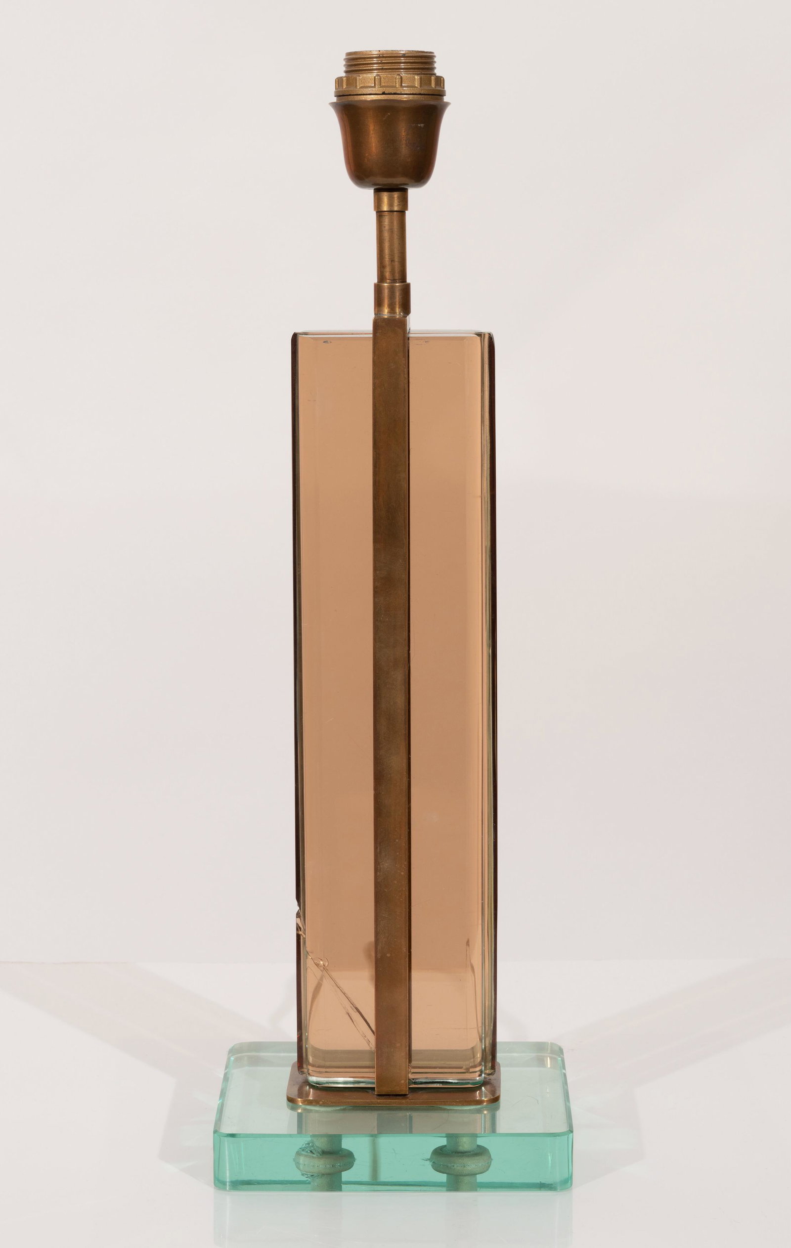 Pietro Chiesa (attributed) Fontana Arte table lamp: Lot 209 Pietro Chiesa (attributed) Itialian (1892-1948) table lamp for Fontana Arte (damaged) tempered glass and metal overall height: 19 inches base: 5 1/4 x 6 inches