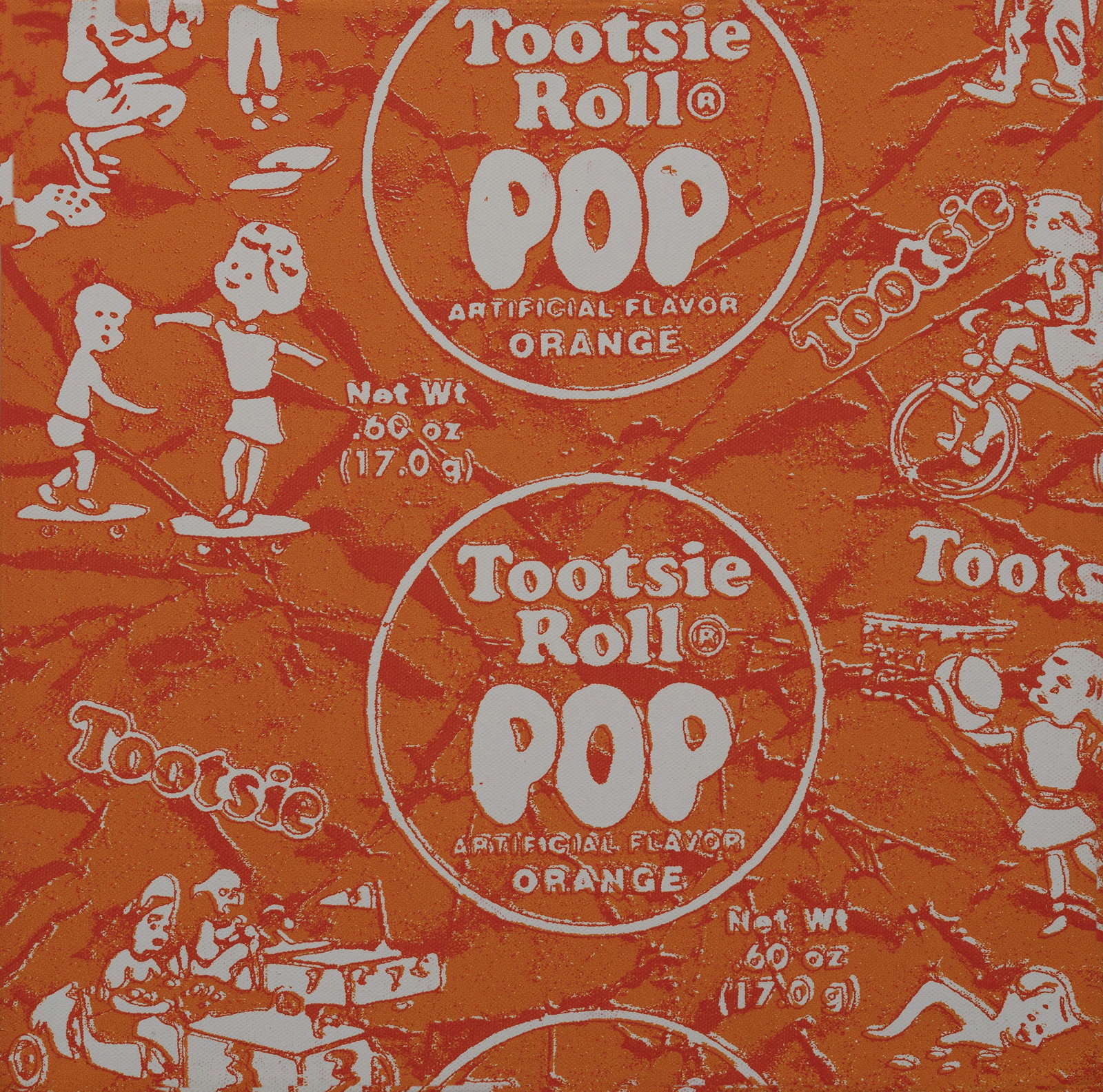 Shelter Serra - Tootsie Pop (Orange): Lot 238 Shelter Serra American (b. 1972) Tootsie Pop (Orange) (2016) silkscreen on canvas signed in magic marker verso 12 x 12 inches Provenance: From a New Jersey collection