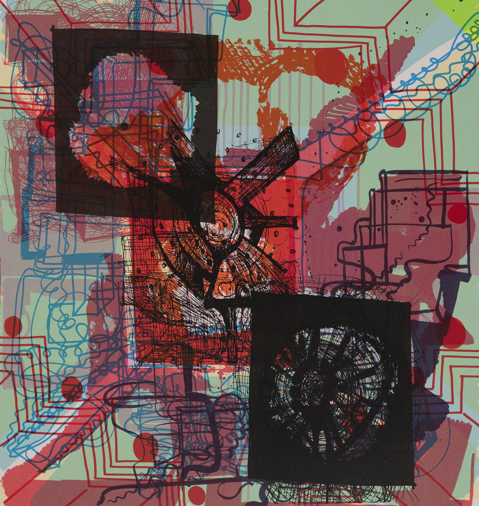 Joanne Greenbaum - Untitled: Lot 290 Joanne Greenbaum American (b. 1953) Untitled (2009) silkscreen on 320 gram Coventry Rag paper pencil signed, numbered 18/18 42 x 36 inches Provenance: From a New Jersey collection abst