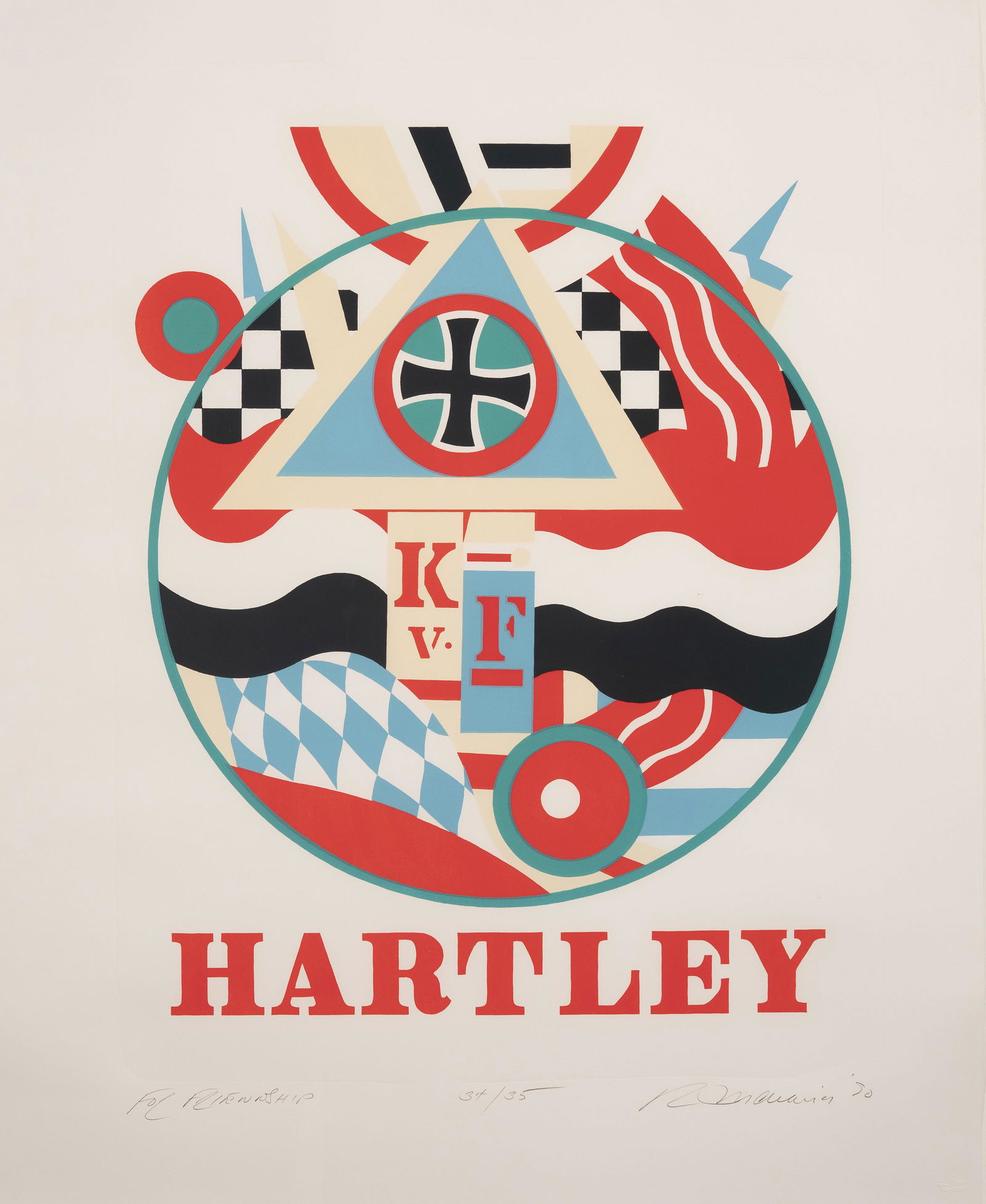 Robert Indiana - For Friendship: Lot 310 Robert Indiana American (b. 1928) For Friendship (1990) screenprint in colors signed lower right, numbered 34/35 plate: 31 3/8 x 23 1/2 inches Provenance: The Milbank Collection