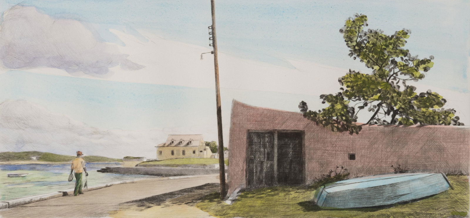 Altoon Sultan - Blue Boat, Eleuthera, Bahamas: Lot 350 Altoon Sultan American (b. 1948) Blue Boat, Eleuthera, Bahamas (1987) etching with drypoint and watercolor pencil signed lower right, numbered 27/40 14 x 20 1/2 inches