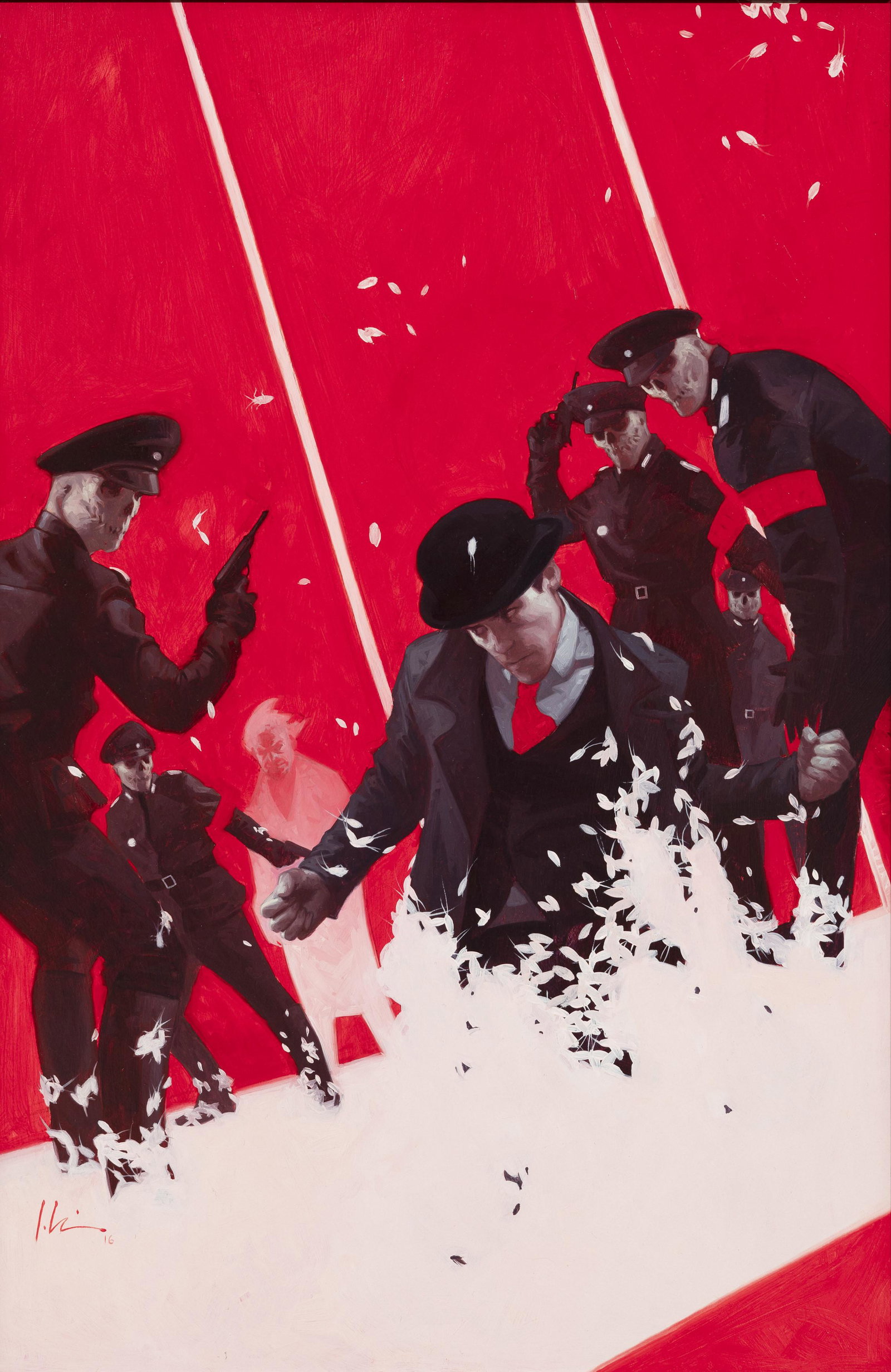 Jeremy Wilson - Chimera Brigade #1: Lot 70 Jeremy Wilson American (XX/XXI) Chimera Brigade #1 (2016) oil on panel signed lower left 20 x 13 1/2 inches Provenance: from the collection of Keryn Redstone C2: Introducing a brand new