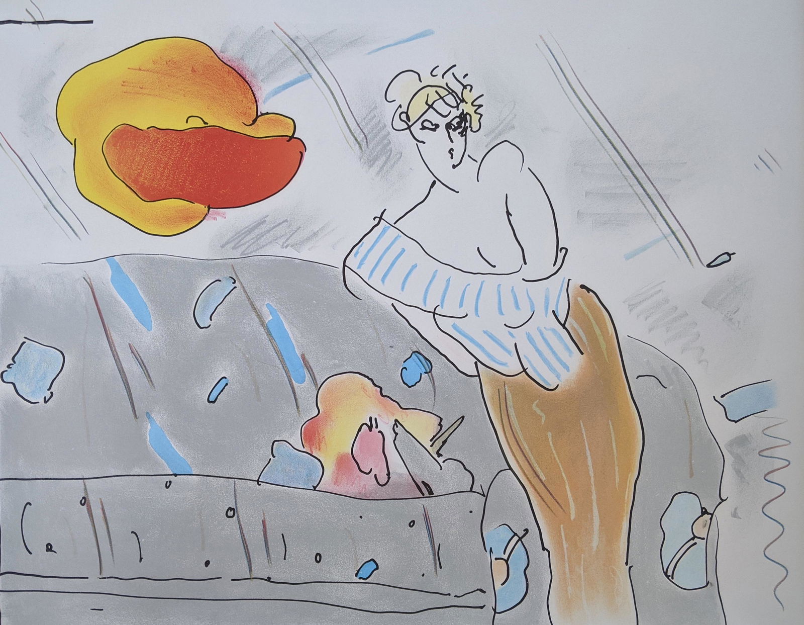 Peter Max - Semi Nude with Flower Zoople: Lot 94 Peter Max American (b.1937) Semi Nude with Flower Zoople (1980) lithograph on wove paper signed and dated lower right, editioned H/C 21 1/2 x 26 3/8 inches Provenance: acquired directly from th