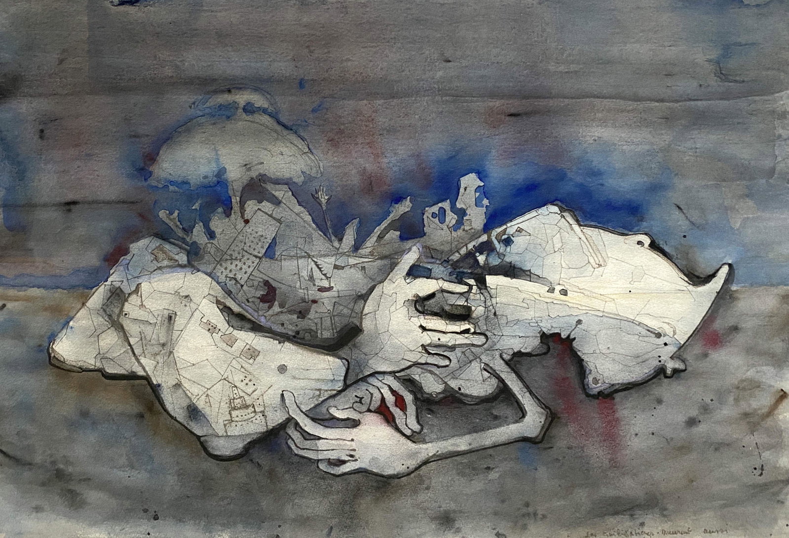 Benoît Gilsoul - Les Civilisation Meurent Aussi: Lot 125 Benoît Gilsoul Belgian (1914-2000) Les Civilisation Meurent Aussi watercolor on paper 19 x 28 inches Provenance: From the estate of Benoît Gilsoul