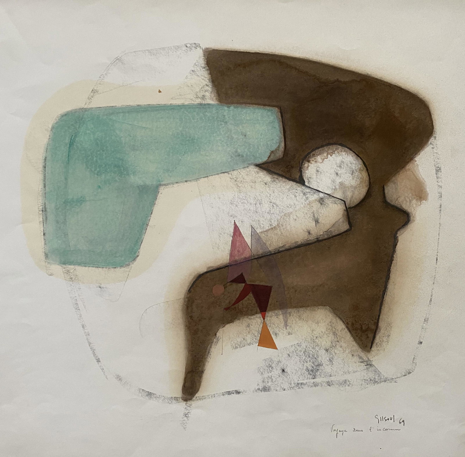 Benoît Gilsoul - Voyage dans l'inconnu: Lot 127 Benoît Gilsoul Belgian (1914-2000) Voyage dans l'inconnu (1969) pastel, oil and watercolor on paper signed lower right 22 1/2 x 22 1/2 inches Provenance: From the estate of Benoît Gilsoul
