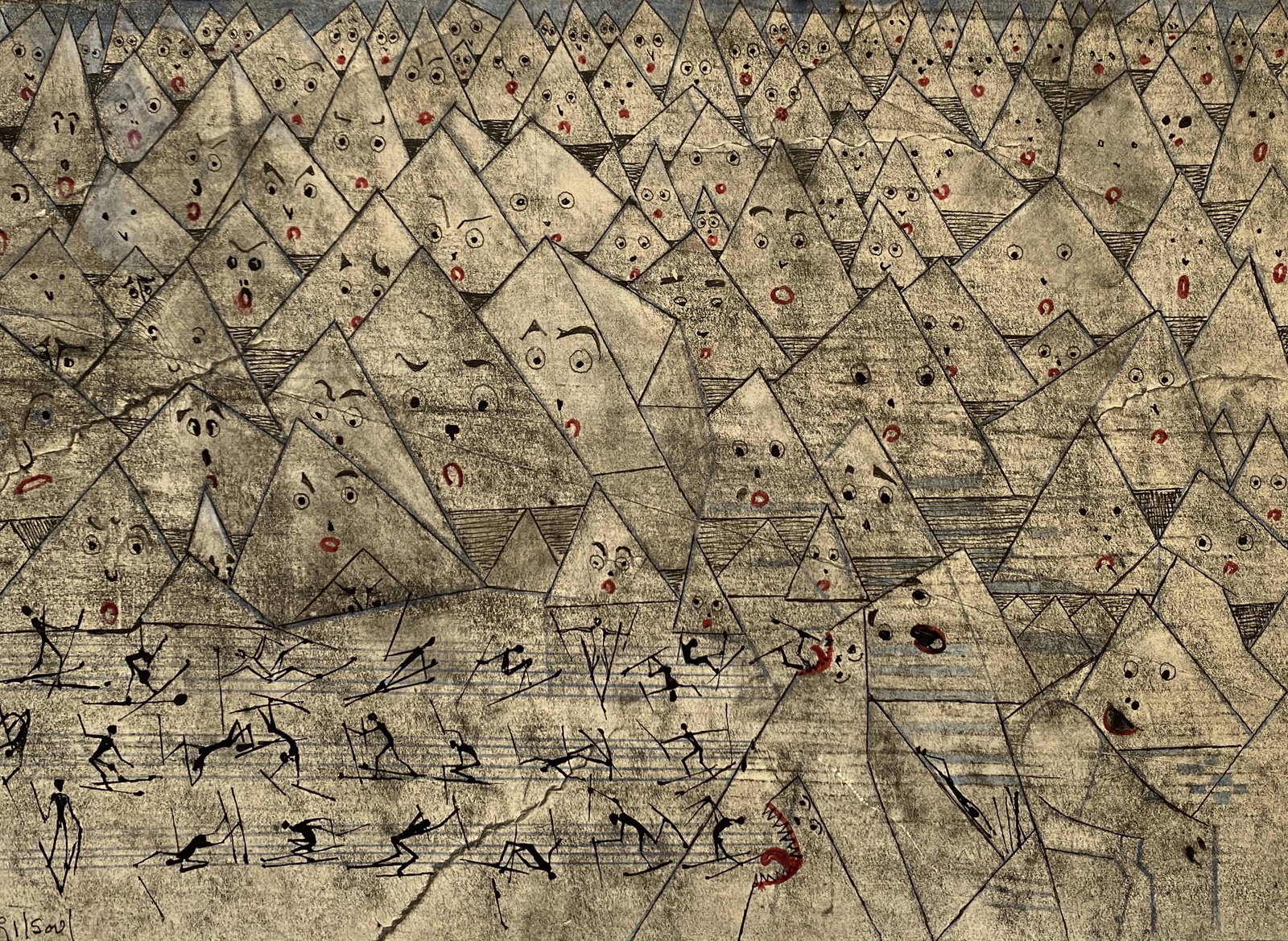 Benoît Gilsoul - Une page de Musique: Lot 133 Benoît Gilsoul Belgian (1914-2000) Une page de Musique color sticks, pen and ink on paper signed lower left 10 1/2 x 15 inches Provenance: From the estate of Benoît Gilsoul
