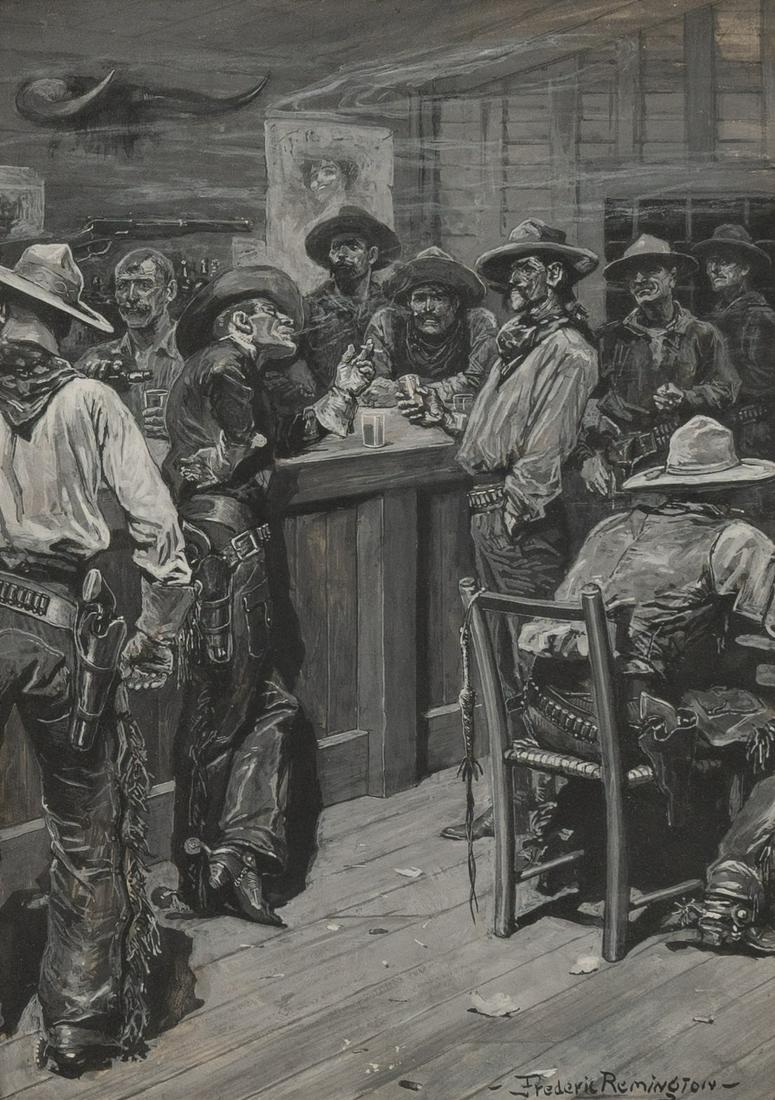 Frederic Remington (attributed) - Untitled (Cowboys at (1 of 2)