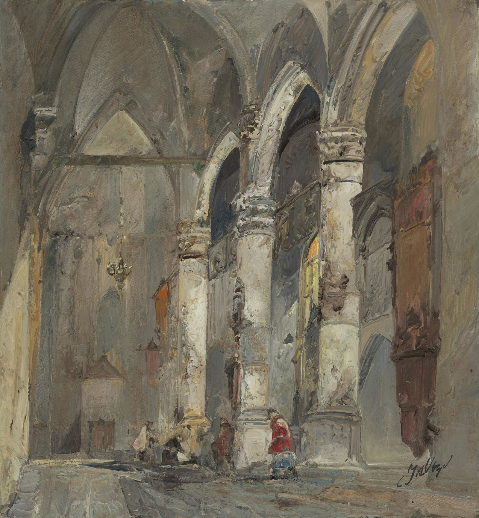 Jan de Vogel - Cathedral Interior with Monk (1 of 2)