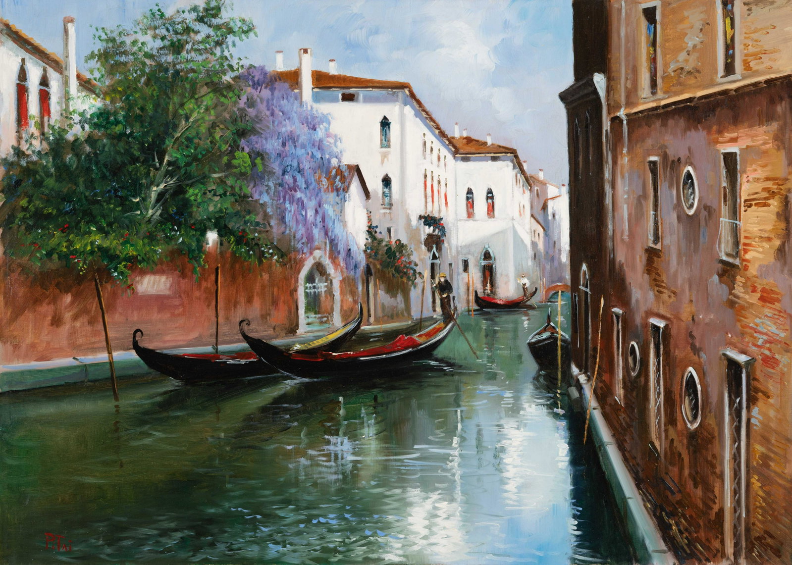 Stan Pitri - The Lavendar Tree Venice Canal: Lot 137 Stan Pitri Italian (b. 1953) The Lavendar Tree Venice Canal oil on canvas (unstretched) signed lower left 20 3/4 x 28 5/8 inches Provenance: From the collection of a fourth-generation New Yor