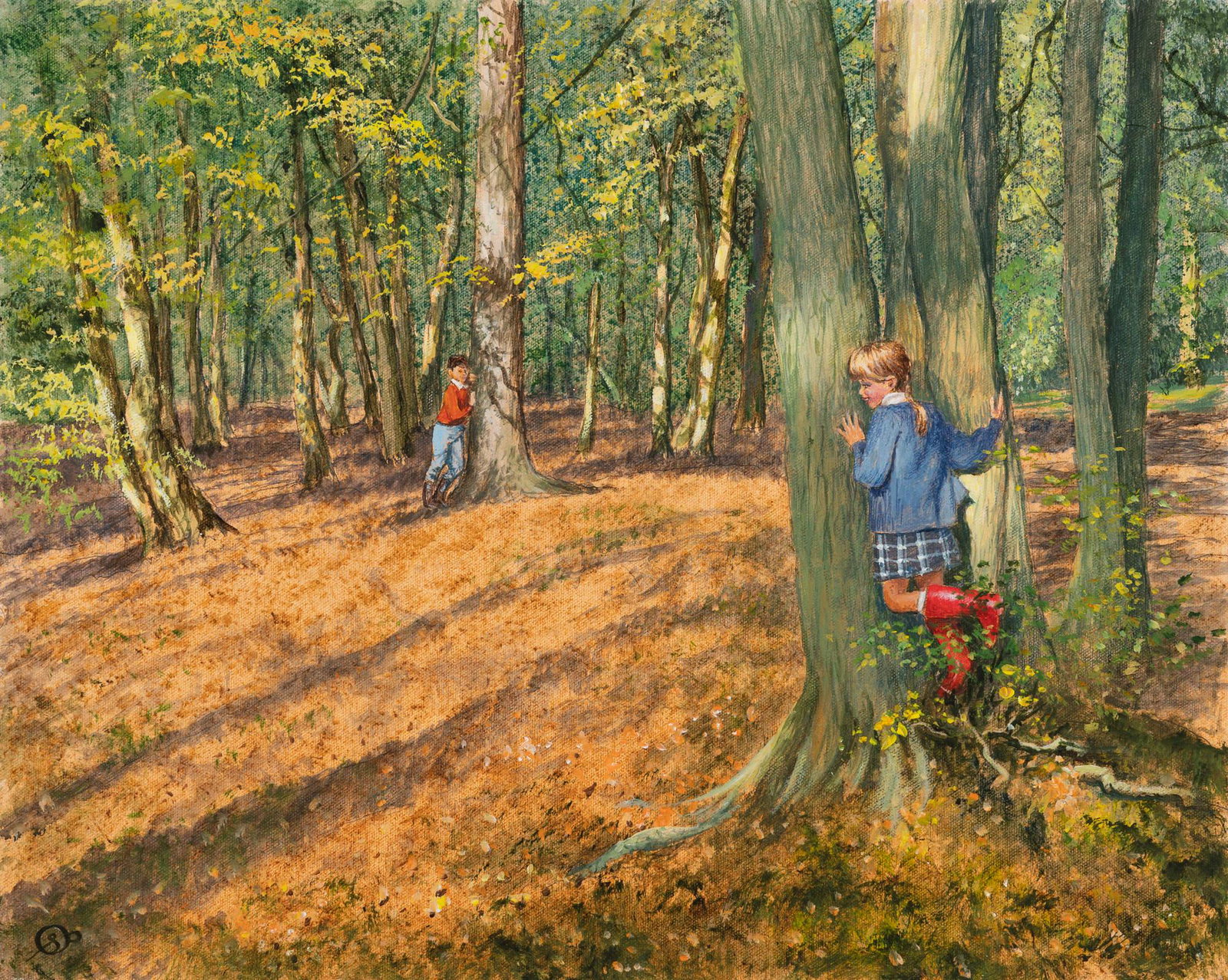 Stephen Pearson - Hide & Seek: Lot 13 Stephen Pearson British (20th Century) Hide & Seek oil on canvas (unstretched) monogrammed lower left 18 x 21 1/2 inches Provenance: From the collection of a fourth-generation New York art gal