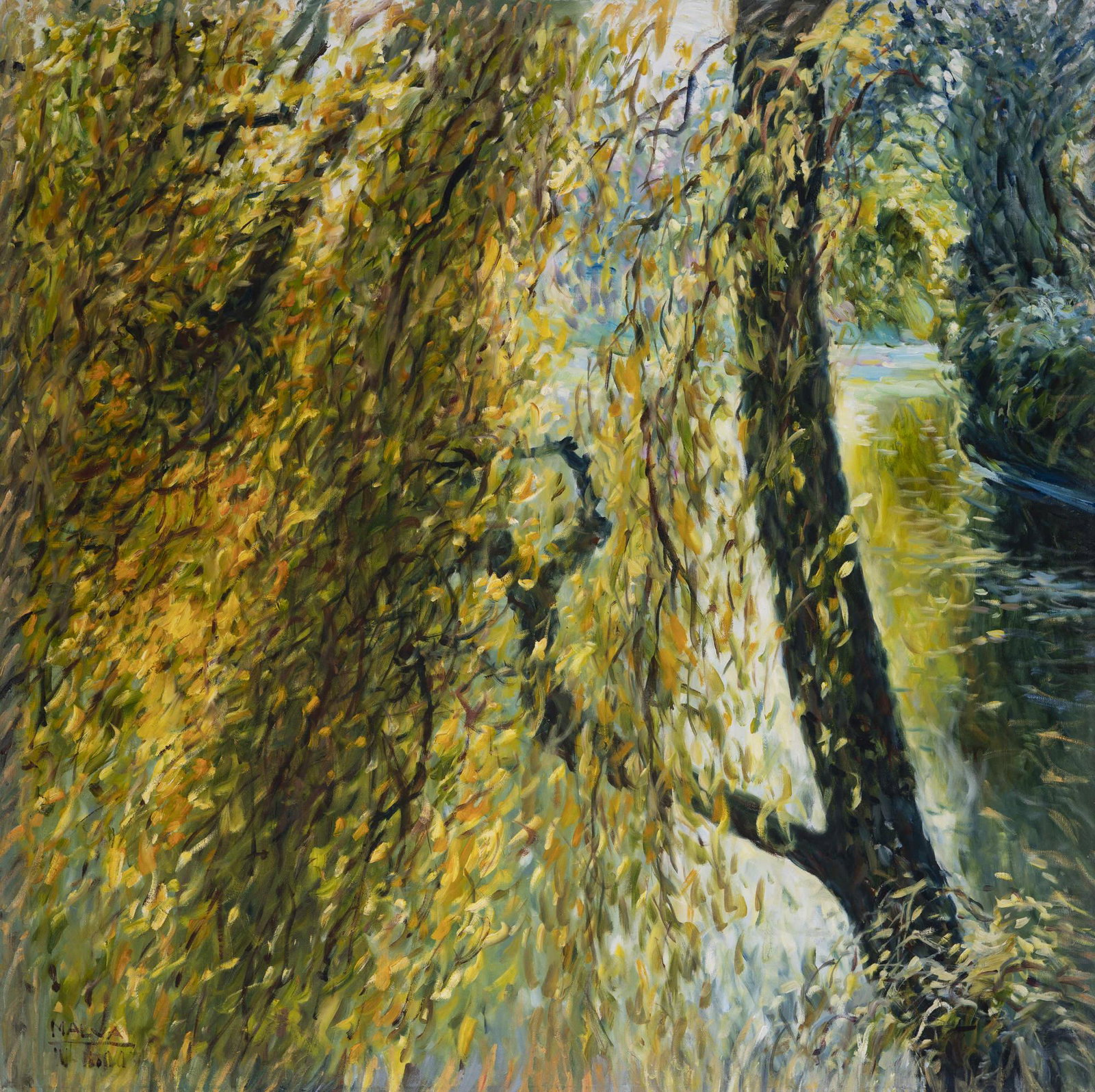 Malva (Omar Hamdi) - The Weeping Willow: Lot 20 Malva (Omar Hamdi) Kurdish/Syrian (1951-2015) The Weeping Willow oil on canvas (unstretched) signed lower left 43 x 43 inches Provenance: From the collection of a fourth-generation New York ar