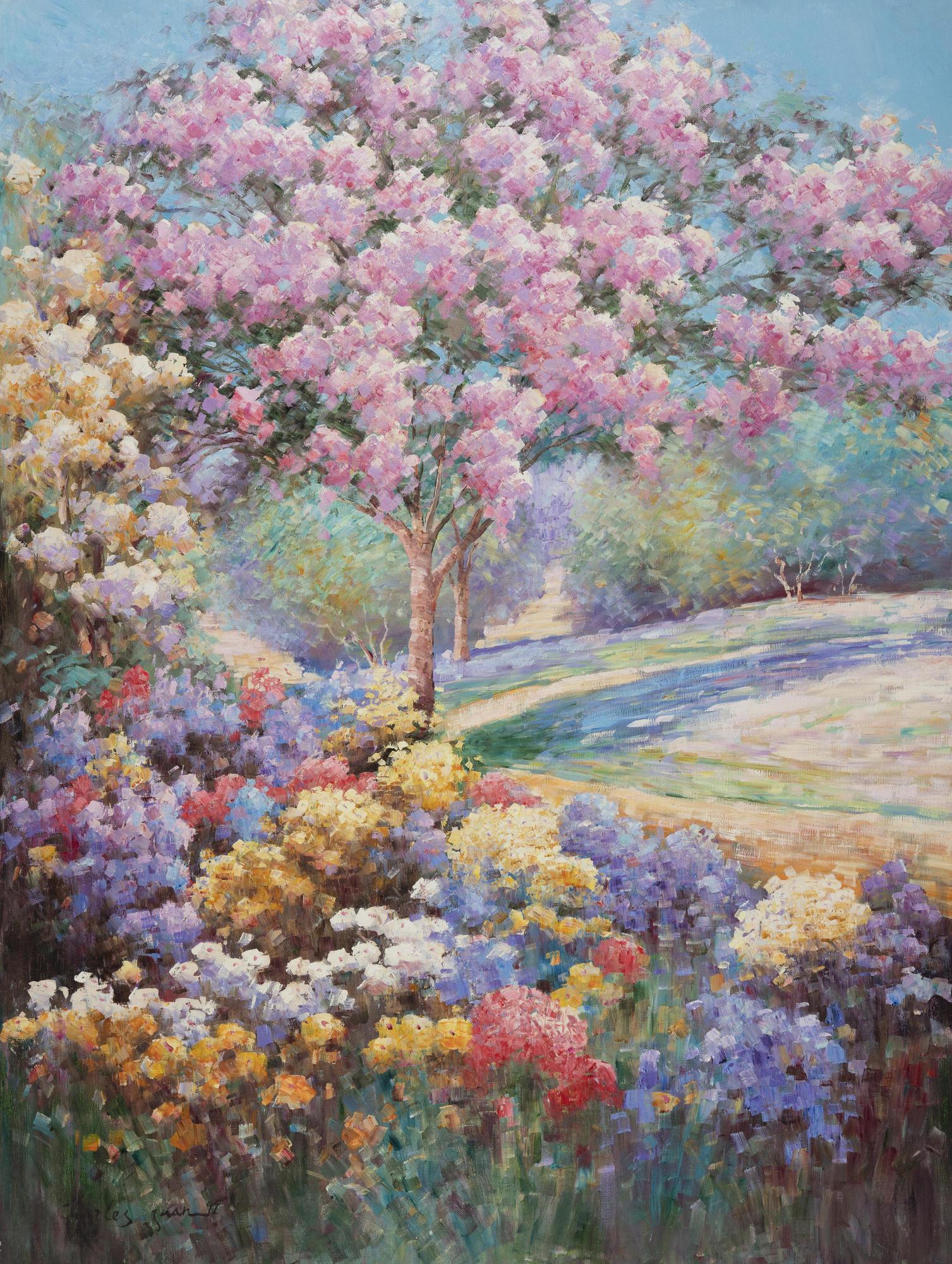 Charles Zhan - Garden Field: Lot 25 Charles Zhan Chinese (b. 1959) Garden Field oil on canvas (unstretched) signed lower left 31 1/2 x 42 1/2 inches Provenance: From the collection of a fourth-generation New York art gallery