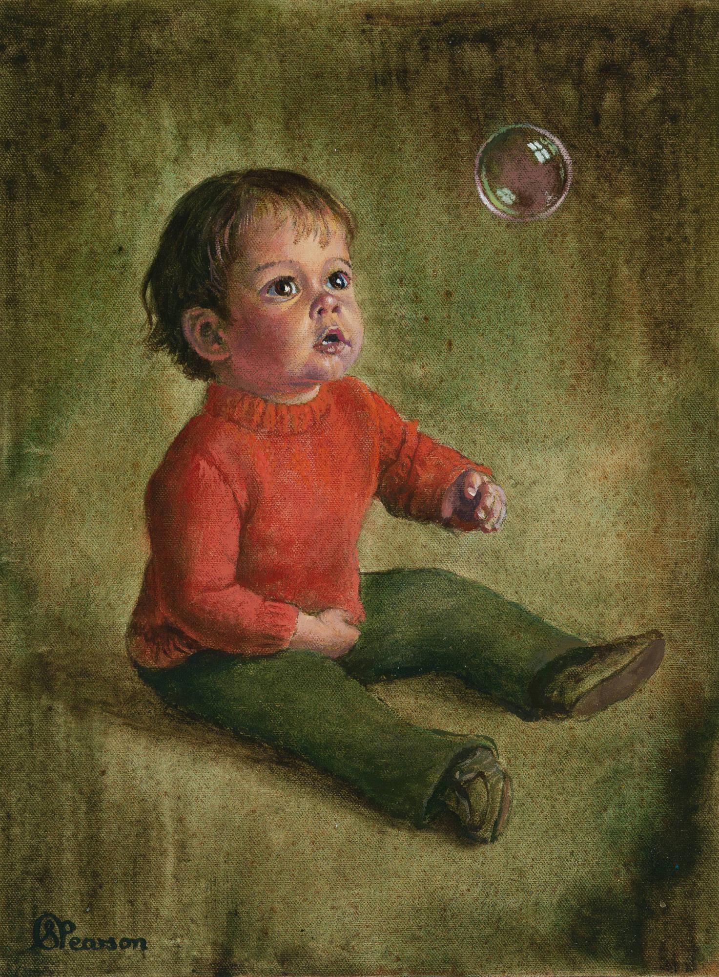 Stephen Pearson - The Bubble: Lot 65 Stephen Pearson British (20th Century) The Bubble oil on canvas (unstretched) signed lower left 17 1/4 x 13 1/4 inches Provenance: From the collection of a fourth-generation New York art galle