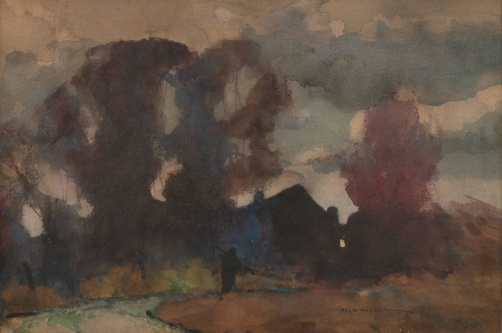 Roy Mason - Untitled (Landscape): Lot 111 Roy Mason American (1886-1972) Untitled (Landscape) watercolor on paper signed lower right sight: 21 x 14 1/4 inches Provenance: Jules Perel Collection Previously owned by Norman Kent
