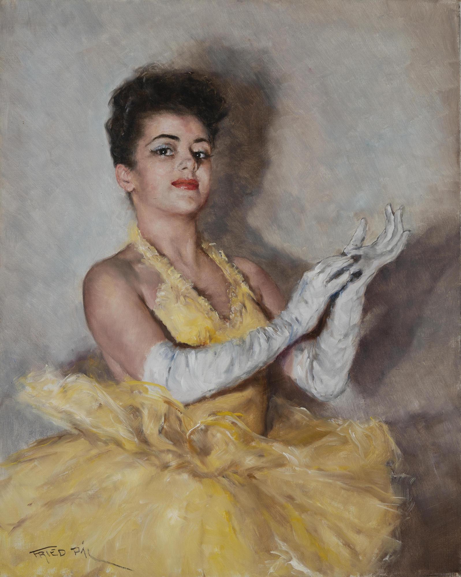 Pál Fried - Mona Lisa: Lot 162 Pál Fried American (1893-1976) Mona Lisa oil on canvas (unstretched) signed lower left 31 1/2 x 25 3/4 inches Provenance: From the collection of a fourth-generation New York art gallery