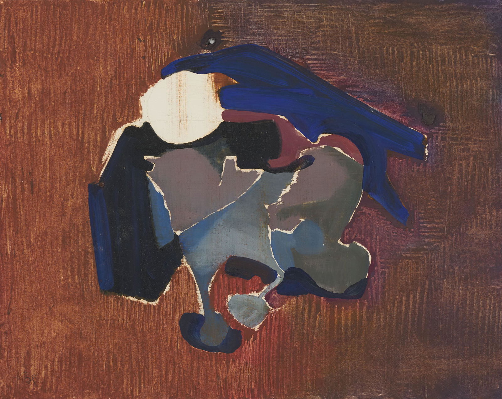 Benoît Gilsoul - Untitled (Blue on brown) (1 of 3)