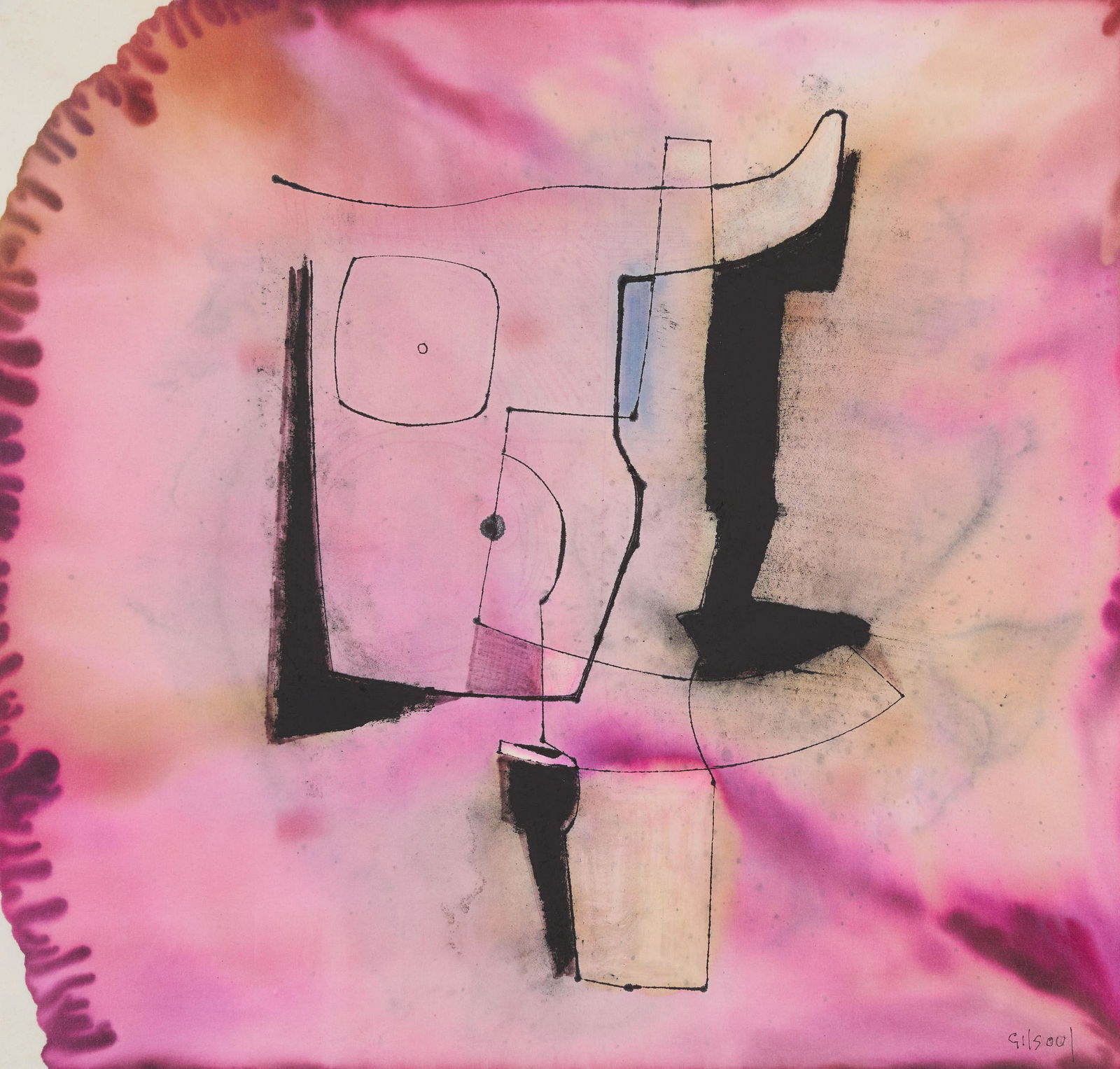 Benoît Gilsoul - Untitled (Black on pink) (1 of 3)