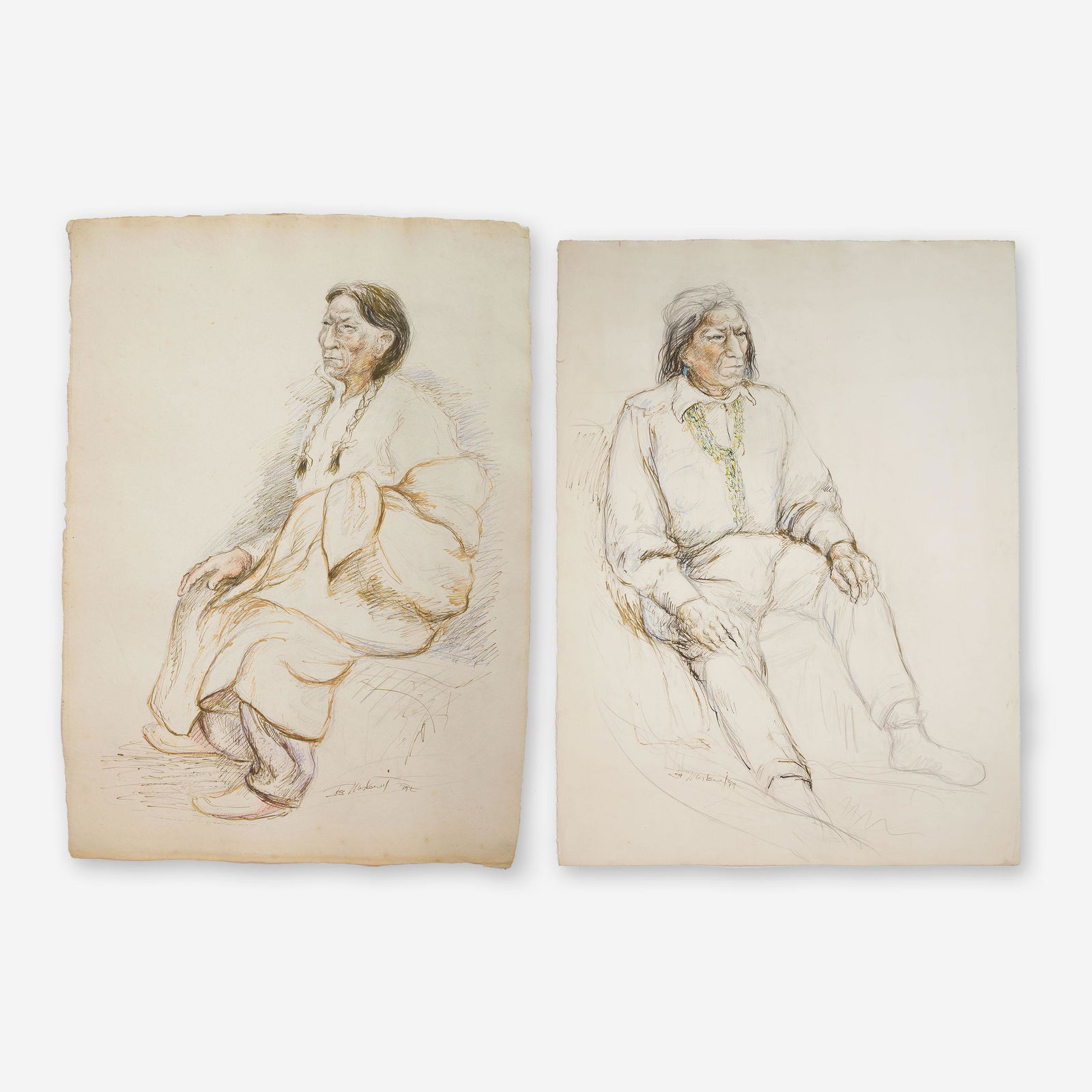 Ira Moskowitz - Two (2) Portraits of Native American (1 of 3)