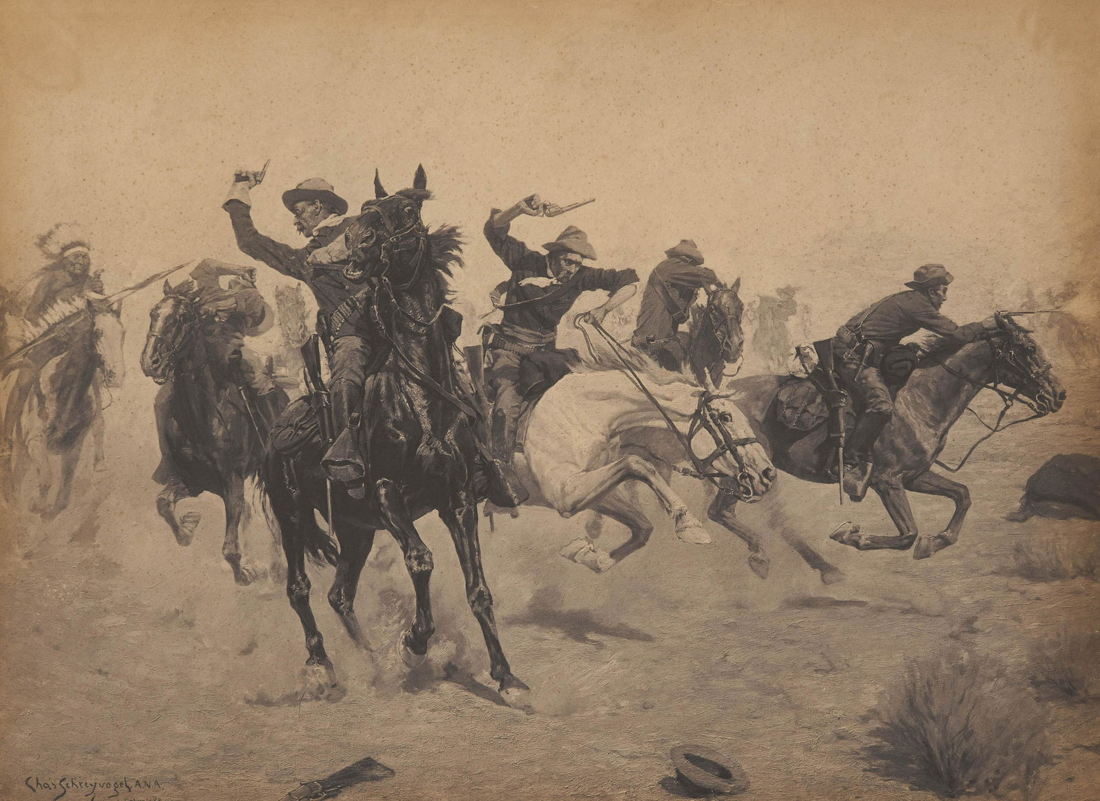 Charles Schreyvogel - Untitled (Battle scene) (1 of 2)