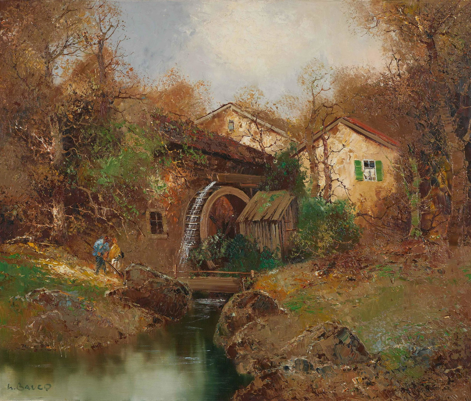 Willi Bauer - Water Mill: Lot 128 Willi Bauer German (b. 1923) Water Mill oil on canvas (unstretched) signed lower left 25 3/4 x 30 inches Provenance: From the collection of a fourth-generation New York art gallery