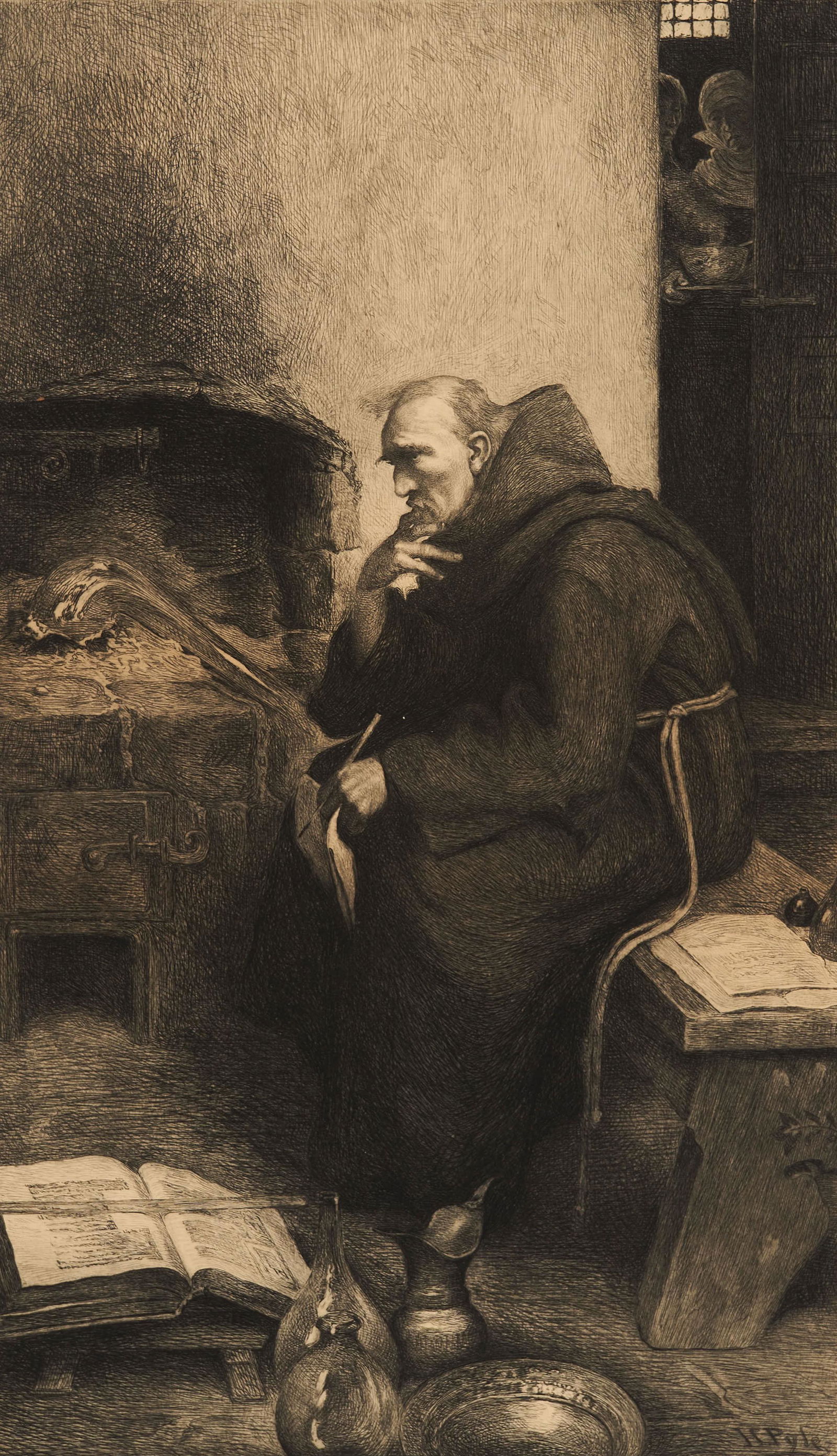 W.H.W Bicknell After Howard Pyle - Untitled (Monk (1 of 2)