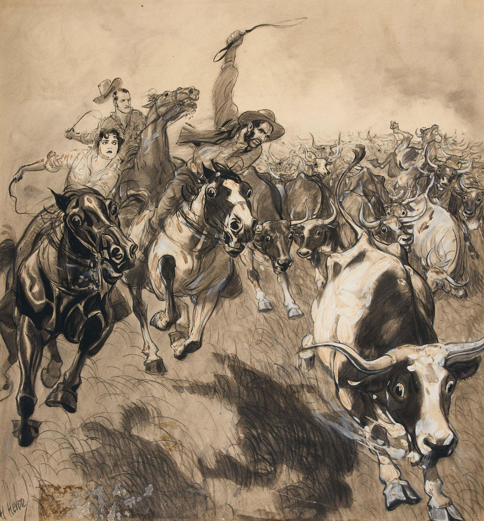 Unknown Artist - Untitled (Cattle Herders) (1 of 2)