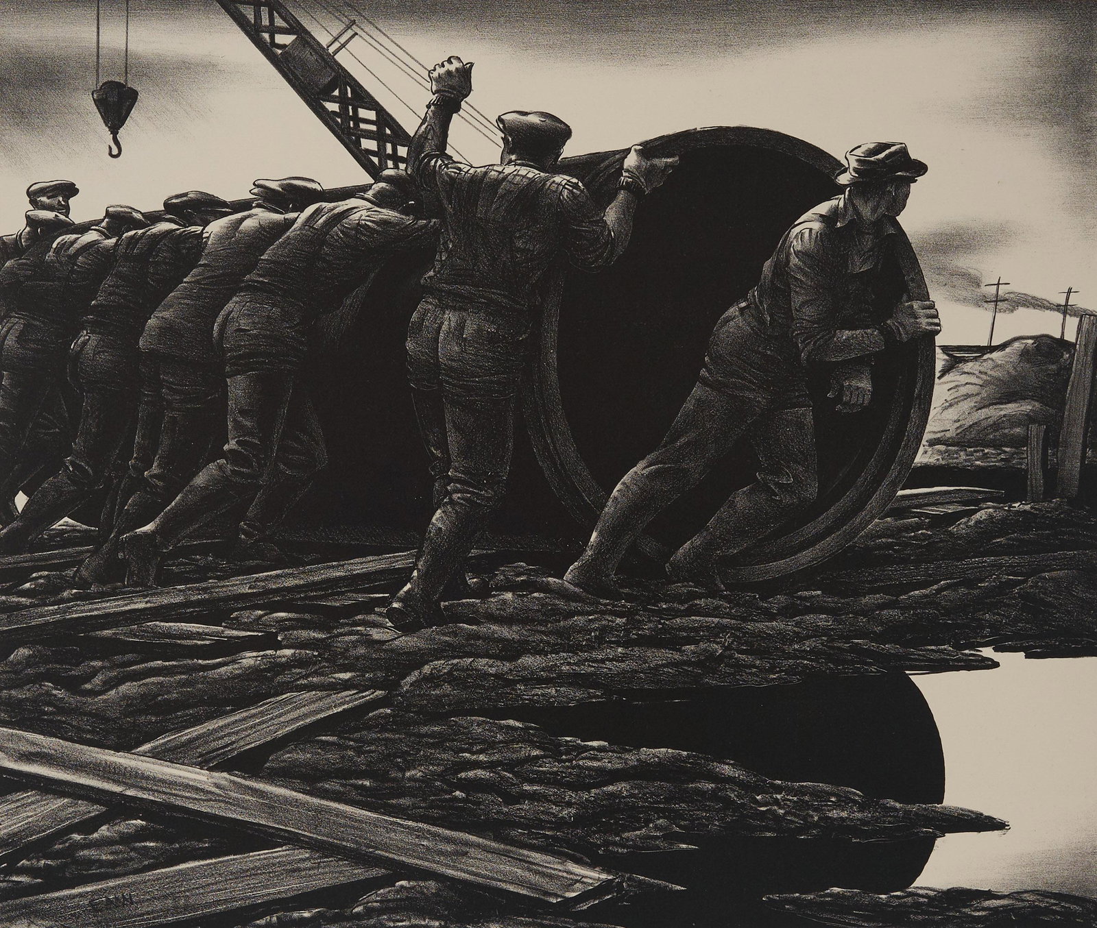 Edward Arthur Wilson - Untitled (Pipeline construction): Lot 25 Edward Arthur Wilson American (1886-1970) Untitled (Pipeline construction) (1942) lithograph signed lower right image: 11 x 13 inches sheet: 13 1/4 x 18 7/8 inches Provenance: From a New York C