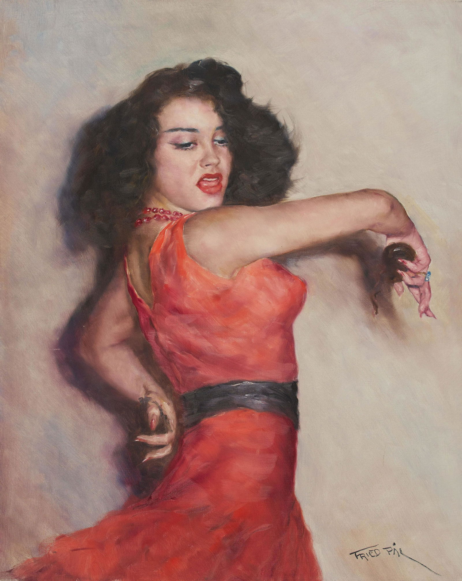 Pál Fried - Carmencita: Lot 70 Pál Fried American (1893-1976) Carmencita oil on canvas (unstretched) signed lower right 31 1/2 x 25 1/2 inches Provenance: From the collection of a fourth-generation New York art gallery