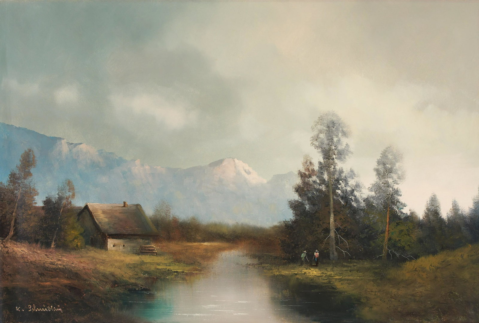 Karl Schmidbauer - Lake: Lot 209 Karl Schmidbauer Austrian (1921-1999) Lake oil on canvas (unstretched) signed lower left 26 x 38 inches Provenance: From the collection of a fourth-generation New York art gallery